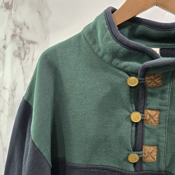 Vintage Sweatshirt Women Large Navy Green 90s Canada Autumn Fall Maple Leaf - Picture 2 of 11